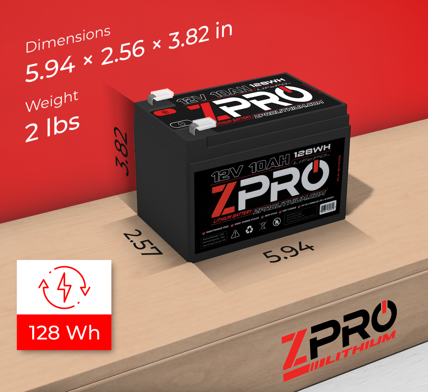 ZPRO Lithium 12V 10AH Battery